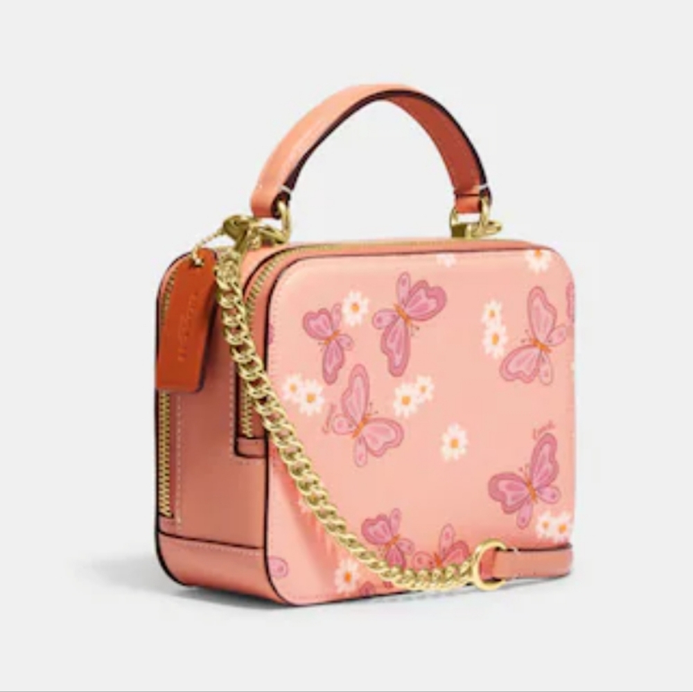 SOLD NWT Coach Box Crossbody Handbag w/ Butterflies - Picture 2 of 7